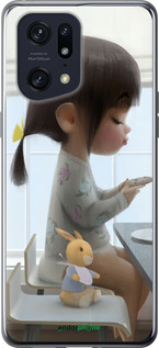 Силиконовый чехол Милая девочка с зайчиком для Oppo Find X5 Pro - 4039u-2603 изображение 