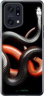 Силіконовий чехол Червоно-чорна змія на чорному фоні для Oppo Find X5 Pro - 4063u-2603 изображение 