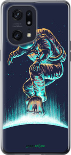 Силиконовый чехол Космонавт на скейтборде для Oppo Find X5 Pro - 4145u-2603 изображение 