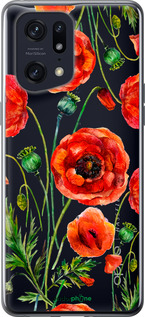 Силиконовый чехол Нарисованные маки для Oppo Find X5 Pro - 4278u-2603 изображение 