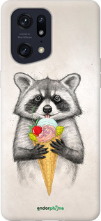 Силиконовый чехол Енотик с мороженым для Oppo Find X5 Pro - 4602u-2603 изображение 