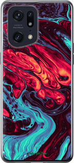 Силиконовый чехол Синяя красная абстакция для Oppo Find X5 Pro - 5339u-2603 изображение 