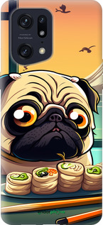 Силиконовый чехол Мопс и суши для Oppo Find X5 Pro - 5588u-2603 изображение 