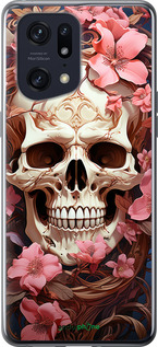 Силиконовый чехол Череп в розовых цветах для Oppo Find X5 Pro - 5965u-2603 изображение 