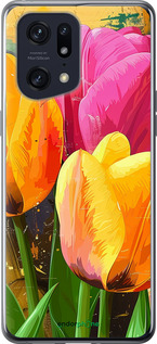 Силиконовый чехол 'Нарисованные тюльпаны' для Oppo Find X5 Pro изображение 1
