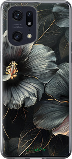 Силиконовый чехол Черные цветы для Oppo Find X5 Pro - 6031u-2603 изображение 
