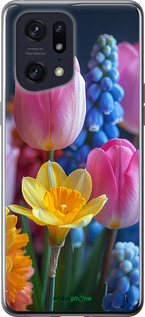 Силиконовый чехол Весенние цветы для Oppo Find X5 Pro - 6058u-2603 изображение 