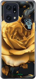 Силиконовый чехол Black snake and golden rose для Oppo Find X5 Pro - 6068u-2603 изображение 