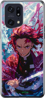 Силиконовый чехол Танджиро Камадо: Клинок рассекающий демонов для Oppo Find X5 Pro - 6111u-2603 изображение 