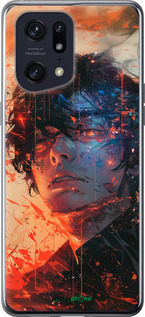 Силиконовый чехол Лицо в пламени для Oppo Find X5 Pro - 6127u-2603 изображение 