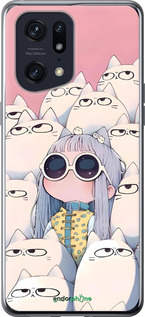 Силиконовый чехол Малышка с котами для Oppo Find X5 Pro - 6295u-2603 изображение 