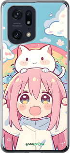 Силиконовый чехол Девочка аниме радуга для Oppo Find X5 Pro - 6304u-2603 изображение 