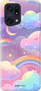 Силиконовый чехол Облака и радуга для Oppo Find X5 Pro - 6312u-2603 изображение 