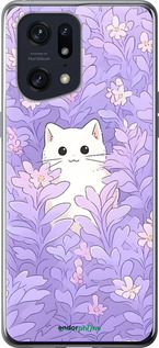 Силиконовый чехол Котик в цветах для Oppo Find X5 Pro - 6390u-2603 изображение 