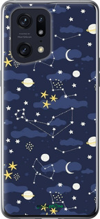 Силиконовый чехол Астрономический узор. Милый дизайн мультяшной вселенной для Oppo Find X5 Pro - 6446u-2603 изображение 