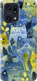 Силіконовий чехол Із зображенням котячого лісу для Oppo Find X5 Pro - 6447u-2603 изображение 