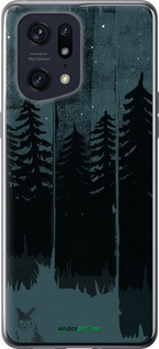 Силиконовый чехол Лиса и ночной лес для Oppo Find X5 Pro - 6481u-2603 изображение 