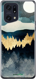 Силиконовый чехол Ночной пейзаж с лесом и горами для Oppo Find X5 Pro - 6493u-2603 изображение 
