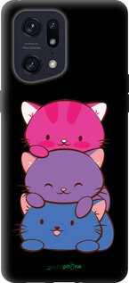 Силиконовый чехол Милые кошки для Oppo Find X5 Pro - 6518u-2603 изображение 