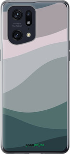 Силиконовый чехол С фиолетовым и бирюзовым ретро-стилем и волнами для Oppo Find X5 Pro - 6533u-2603 изображение 