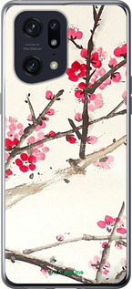 Силиконовый чехол Принт с изображением цветения сакуры для Oppo Find X5 Pro - 6545u-2603 изображение 
