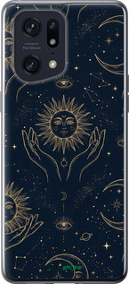 Силіконовий чехол Celestial Harmony: Sun & Moon Gold Mystic Pattern для Oppo Find X5 Pro - 6778u-2603 изображение 