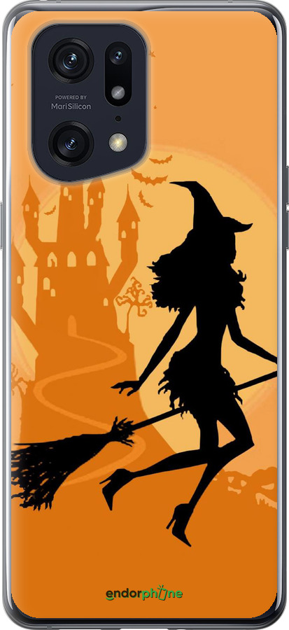 Силиконовый чехол Ведьма на метле для Oppo Find X5 Pro - 1184u-2603 изображение 