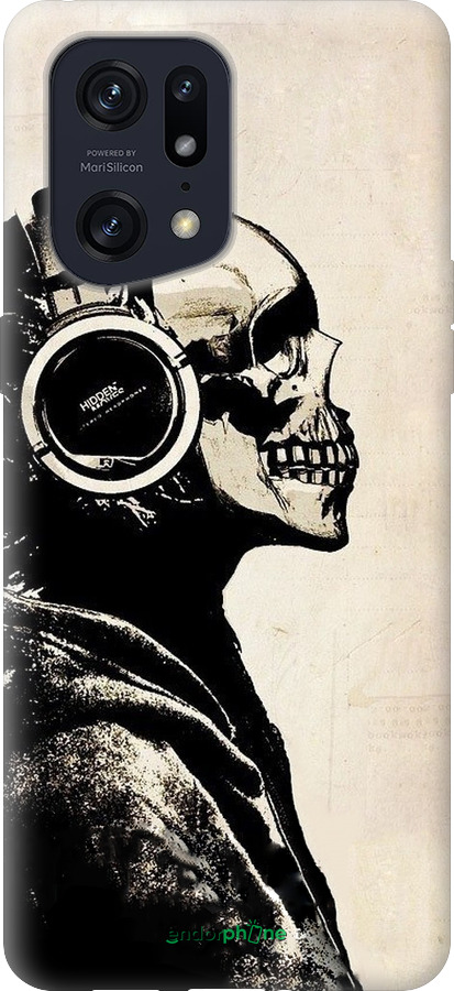 Силиконовый чехол Скелет-меломан v2 для Oppo Find X5 Pro - 1200u-2603 изображение 