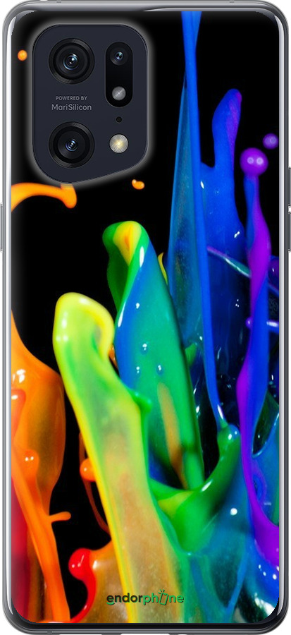 Силиконовый чехол брызги краски для Oppo Find X5 Pro - 3957u-2603 изображение 