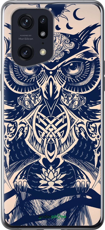 Силиконовый чехол Узорчатая сова для Oppo Find X5 Pro - 4000u-2603 изображение 