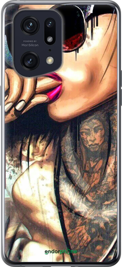 Силиконовый чехол Девушка в тату для Oppo Find X5 Pro - 4001u-2603 изображение 