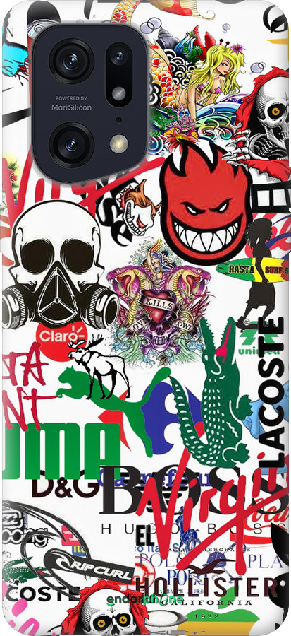 Силиконовый чехол Many different logos для Oppo Find X5 Pro - 4022u-2603 изображение 