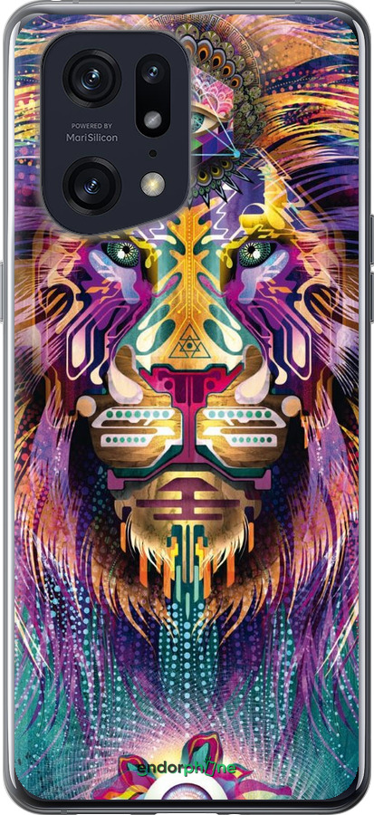 Силиконовый чехол Люминесцентный лев для Oppo Find X5 Pro - 4037u-2603 изображение 