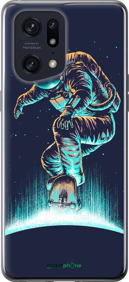 Силиконовый чехол Космонавт на скейтборде для Oppo Find X5 Pro - 4145u-2603 изображение 
