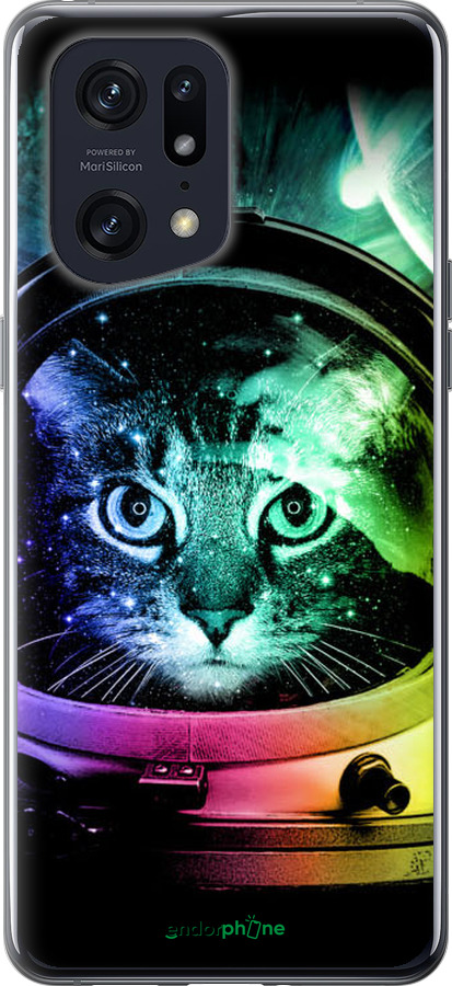 Силиконовый чехол Кот-астронавт для Oppo Find X5 Pro - 4154u-2603 изображение 