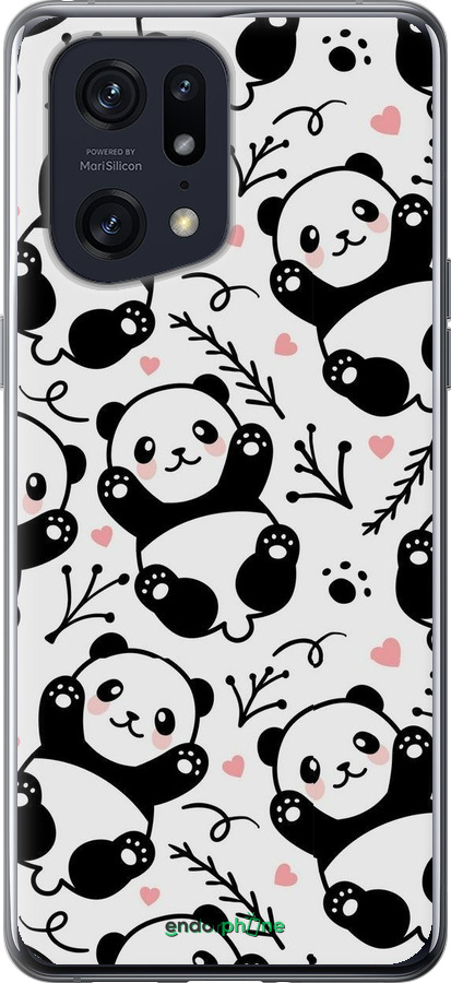 Силиконовый чехол Панды для Oppo Find X5 Pro - 4318u-2603 изображение 