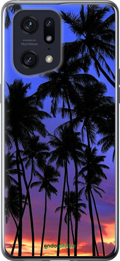 Силиконовый чехол Пальмы для Oppo Find X5 Pro - 4324u-2603 изображение 