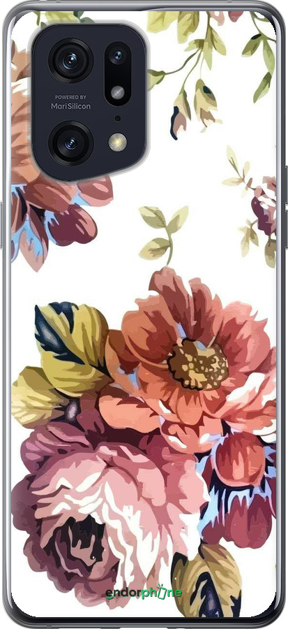 Силиконовый чехол Vintage flowers для Oppo Find X5 Pro - 4333u-2603 изображение 