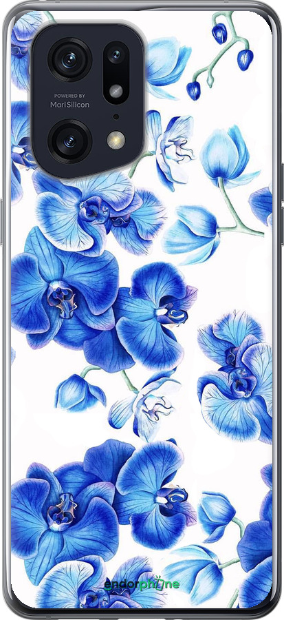 Силиконовый чехол Голубые орхидеи для Oppo Find X5 Pro - 4406u-2603 изображение 