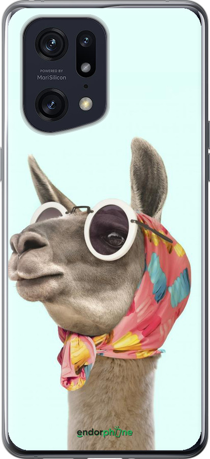 Силиконовый чехол Модная лама для Oppo Find X5 Pro - 4479u-2603 изображение 