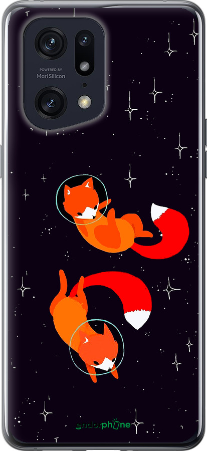 Силіконовий чехол Лисички в космосі для Oppo Find X5 Pro - 4519u-2603 изображение 