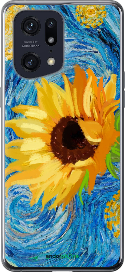Силіконовий чехол Квіти жовто-блакитні  для Oppo Find X5 Pro - 5308u-2603 изображение 
