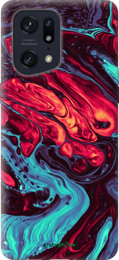 Силиконовый чехол Синяя красная абстакция для Oppo Find X5 Pro - 5339u-2603 изображение 