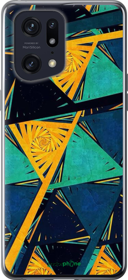 Силиконовый чехол Арт, абстракция, желтый, синий для Oppo Find X5 Pro - 5382u-2603 изображение 