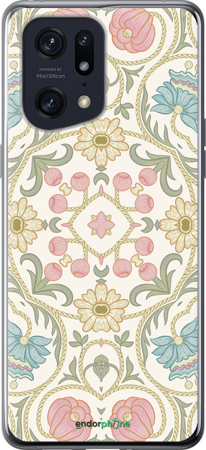 Силиконовый чехол Цветочный орнамент v2 для Oppo Find X5 Pro - 5513u-2603 изображение 