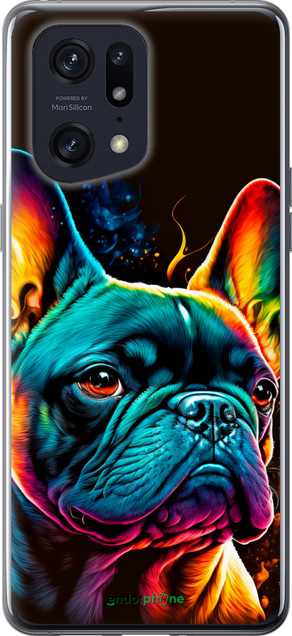 Силиконовый чехол Яркий бульдог для Oppo Find X5 Pro - 5547u-2603 изображение 