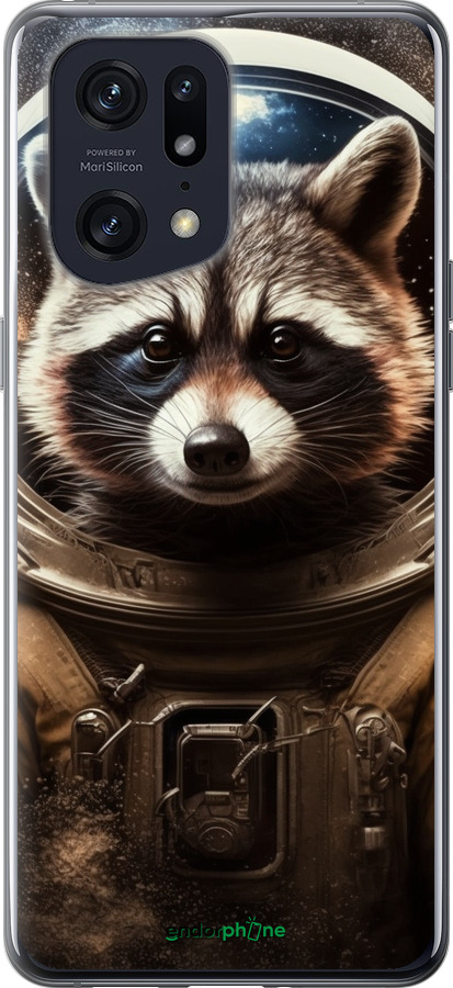 Силиконовый чехол Raccoon austronaut для Oppo Find X5 Pro - 5581u-2603 изображение 