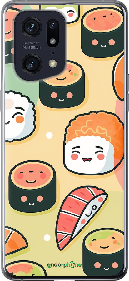 Силиконовый чехол Суши паттерн для Oppo Find X5 Pro - 5583u-2603 изображение 