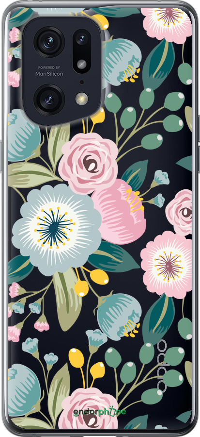 Силиконовый чехол Цветочные обои v2 для Oppo Find X5 Pro - 5602u-2603 изображение 