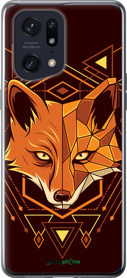 Силиконовый чехол Лиса геометрия для Oppo Find X5 Pro - 5607u-2603 изображение 